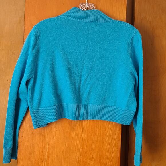 Womens Claudia Nichole 100% Cashmere Bolero Cardigan Blue Medium Coquette - Picture 2 of 10